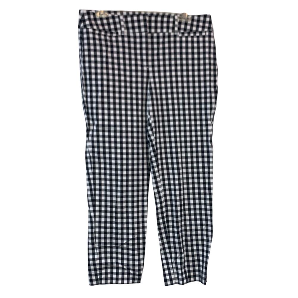 Ann Taylor Factory Gingham Pants Women 8 Black White Ankle Career